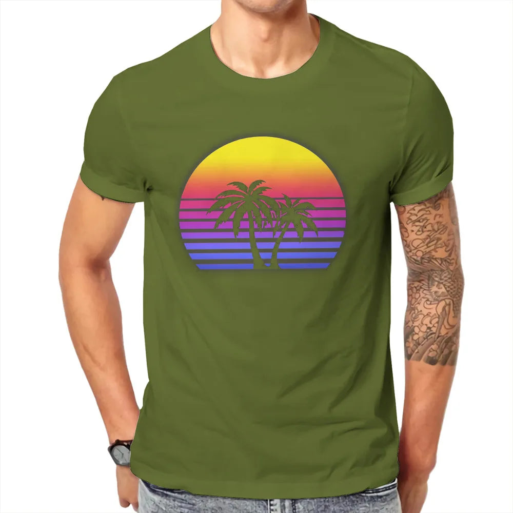 "Sunset Palms Synthwave Tee"