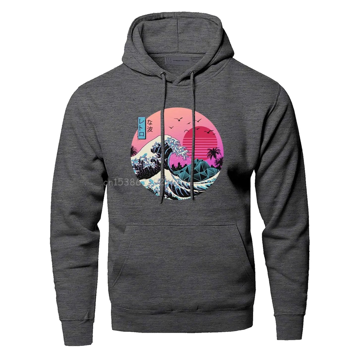 "Great Wave Synthwave Fusion Hoodie"