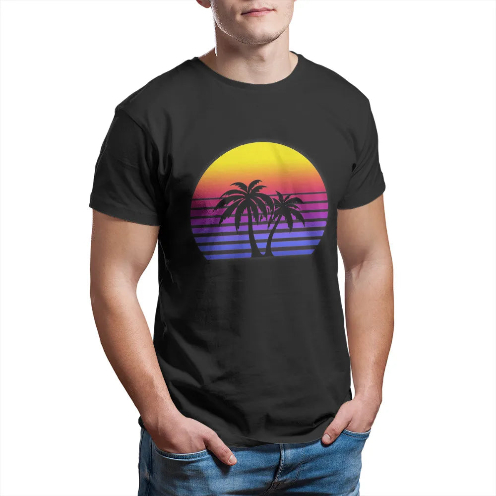 "Sunset Palms Synthwave Tee"