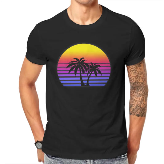 "Sunset Palms Synthwave Tee"