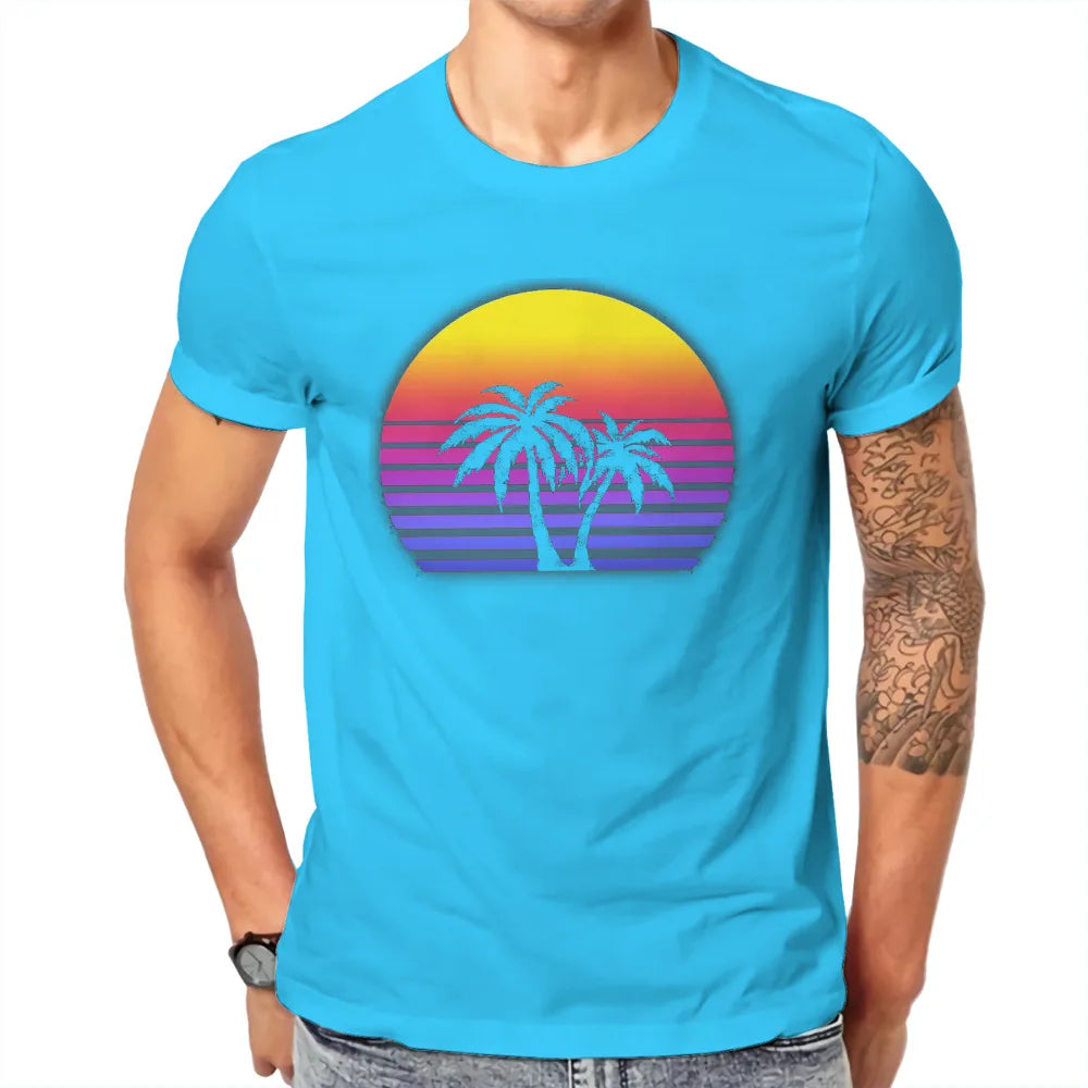 "Sunset Palms Synthwave Tee"