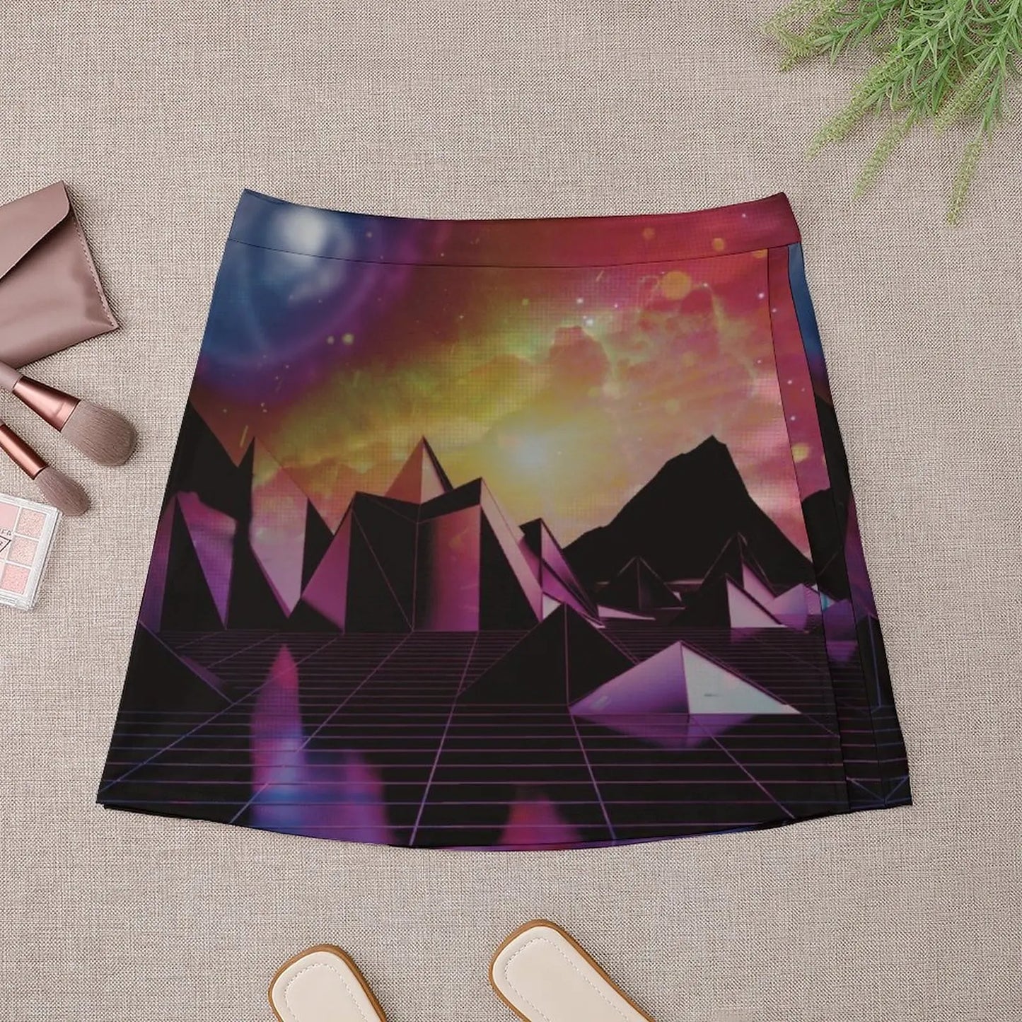 "Cosmic Dusk Synthwave Skirt"