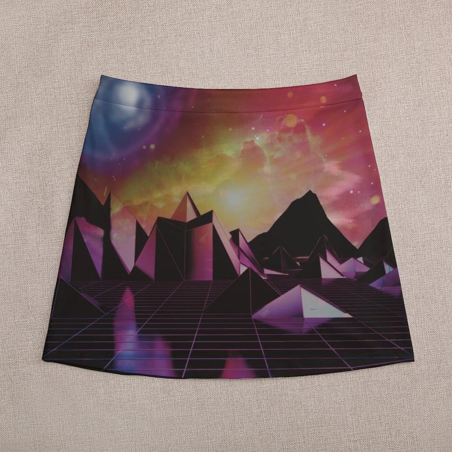 "Cosmic Dusk Synthwave Skirt"