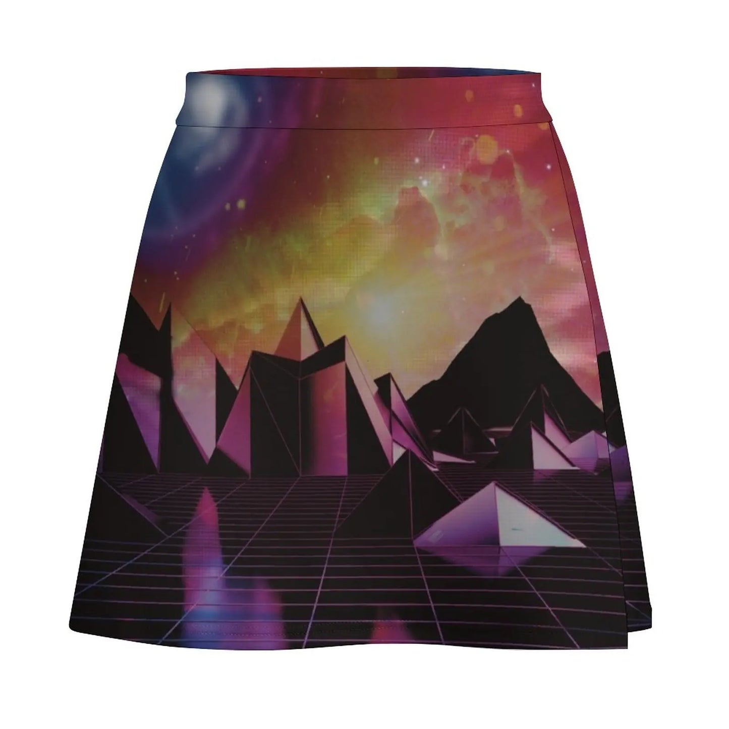 "Cosmic Dusk Synthwave Skirt"