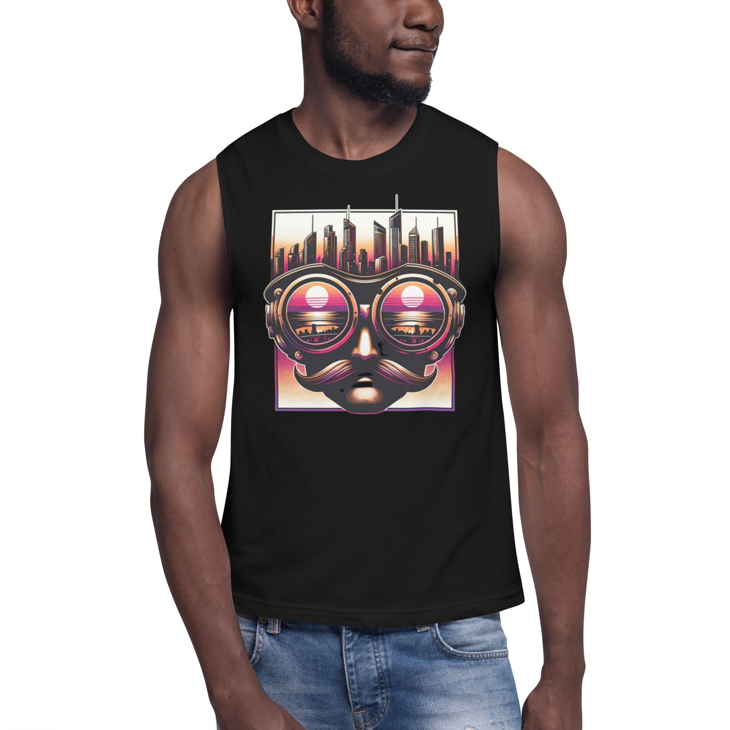 "Reflective Synthwave" Tank Top - Gaze into the Urban Soul