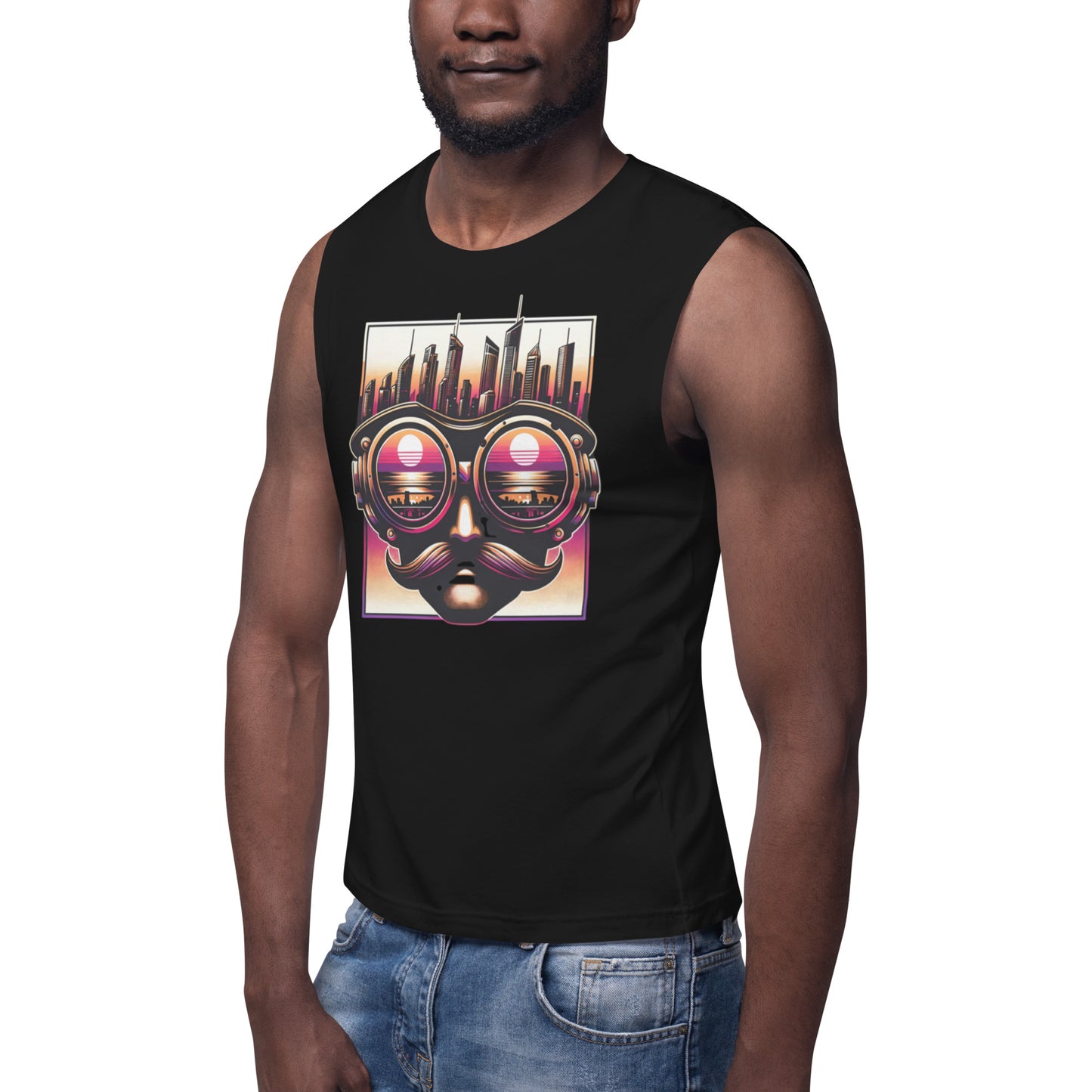 "Reflective Synthwave" Tank Top - Gaze into the Urban Soul