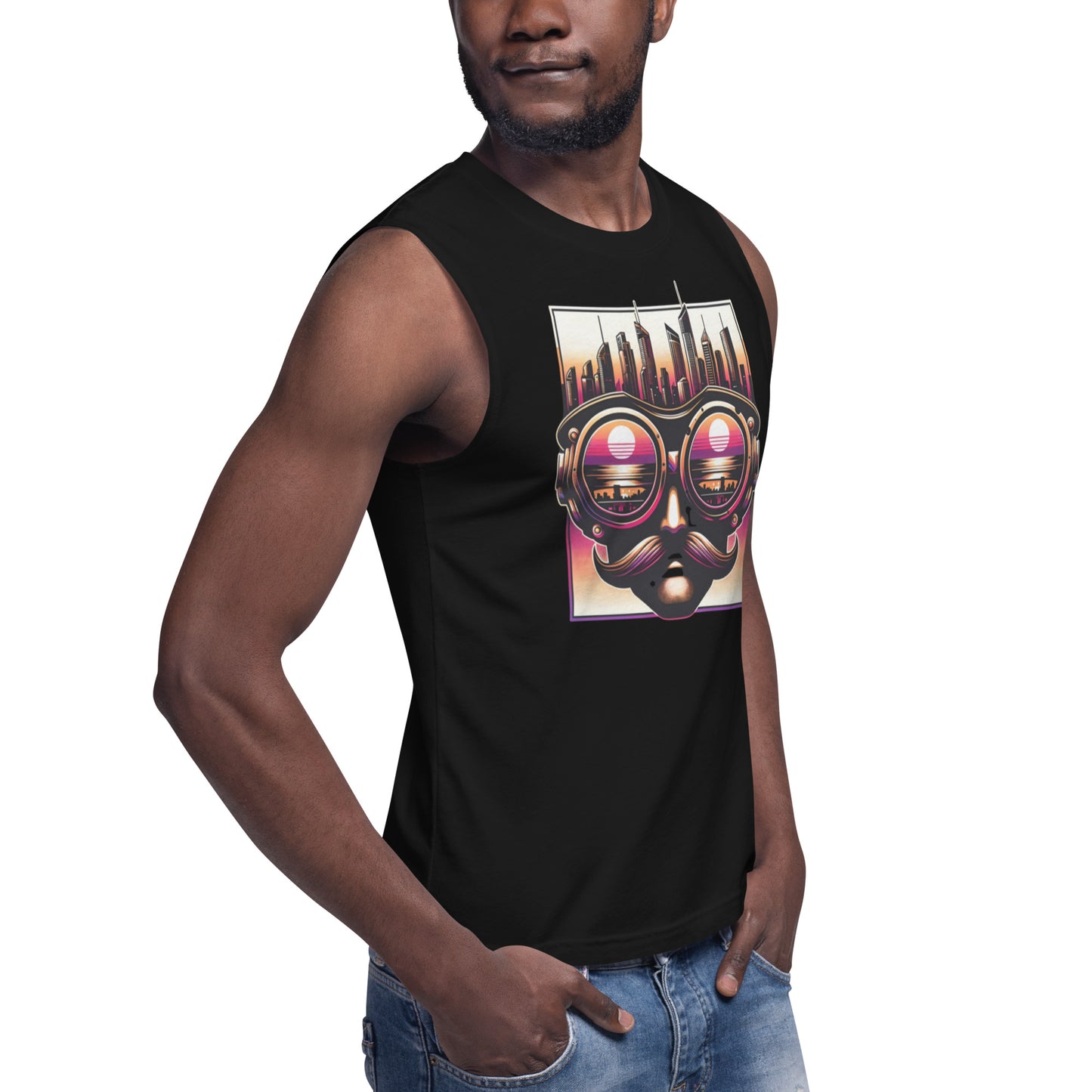 "Reflective Synthwave" Tank Top - Gaze into the Urban Soul