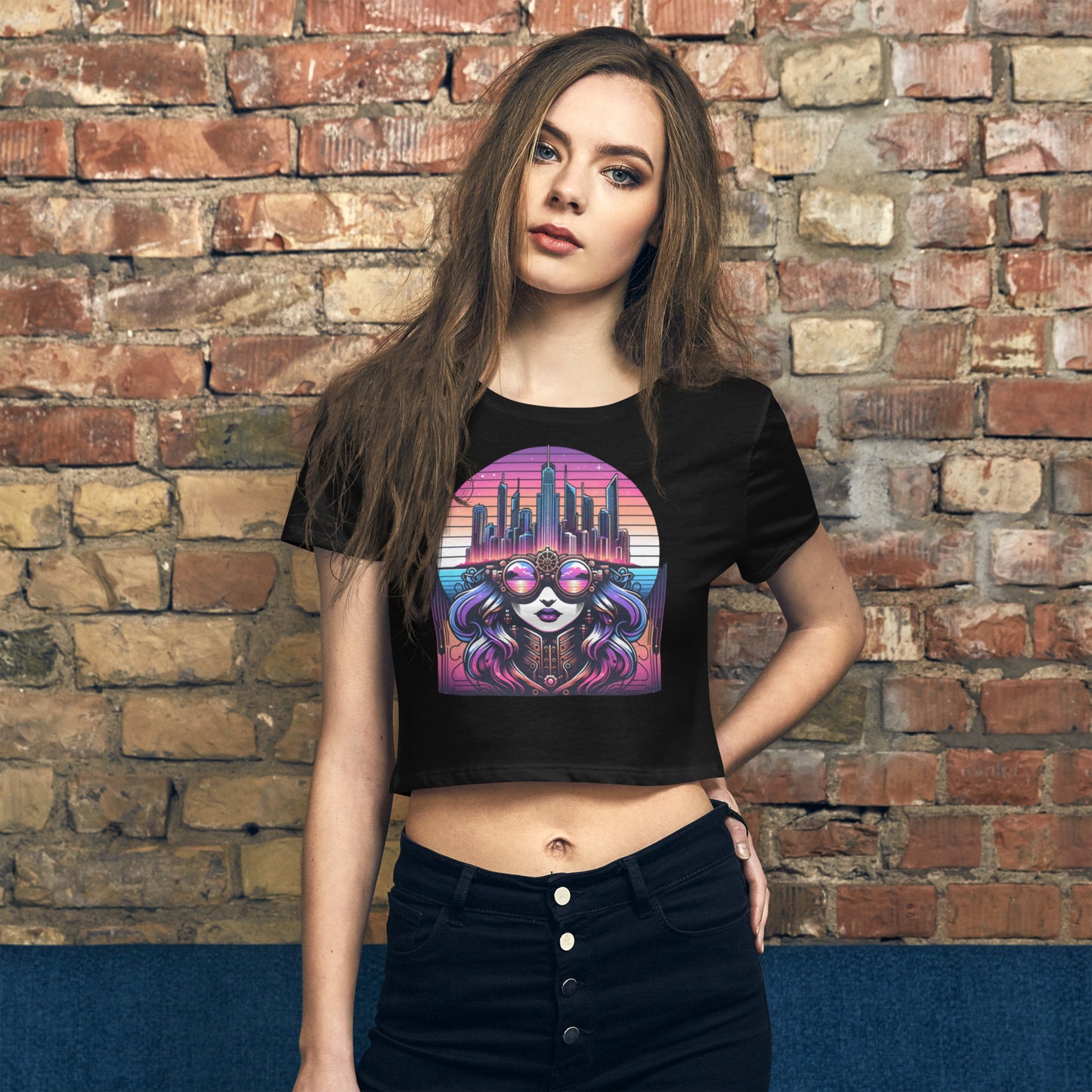 "Skyline Synthwave" Crop Tee